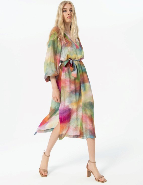 Abito Lungo Da Donna Marella In Lino Con Maniche Ad Aletta - Foto 12